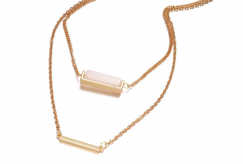 Bar Quartz Layer Necklace