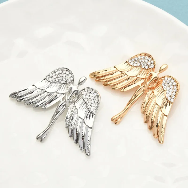 Big Wings Angel Brooches For Women Unisex Classic 2-color Beauty Fairy Figure Party Casual Brooch