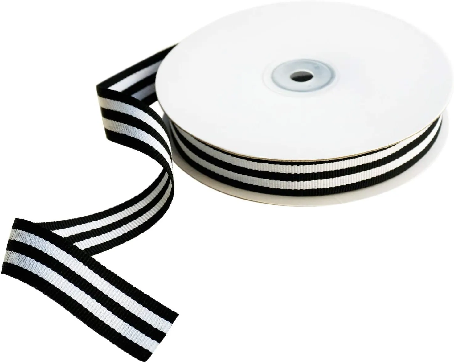 Black and White Taffy Striped Fabric Grosgrain Ribbon 1-1/2 Inch Wide 25 Yards Black Striped Ribbon for Bouquet Favor Christmas Thanksgiving Gifts Wraps Craft Trim Embellishments Supplies Decoration