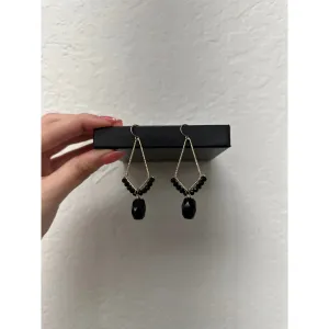 Black Spinel and Swarovski chandelier Earrings