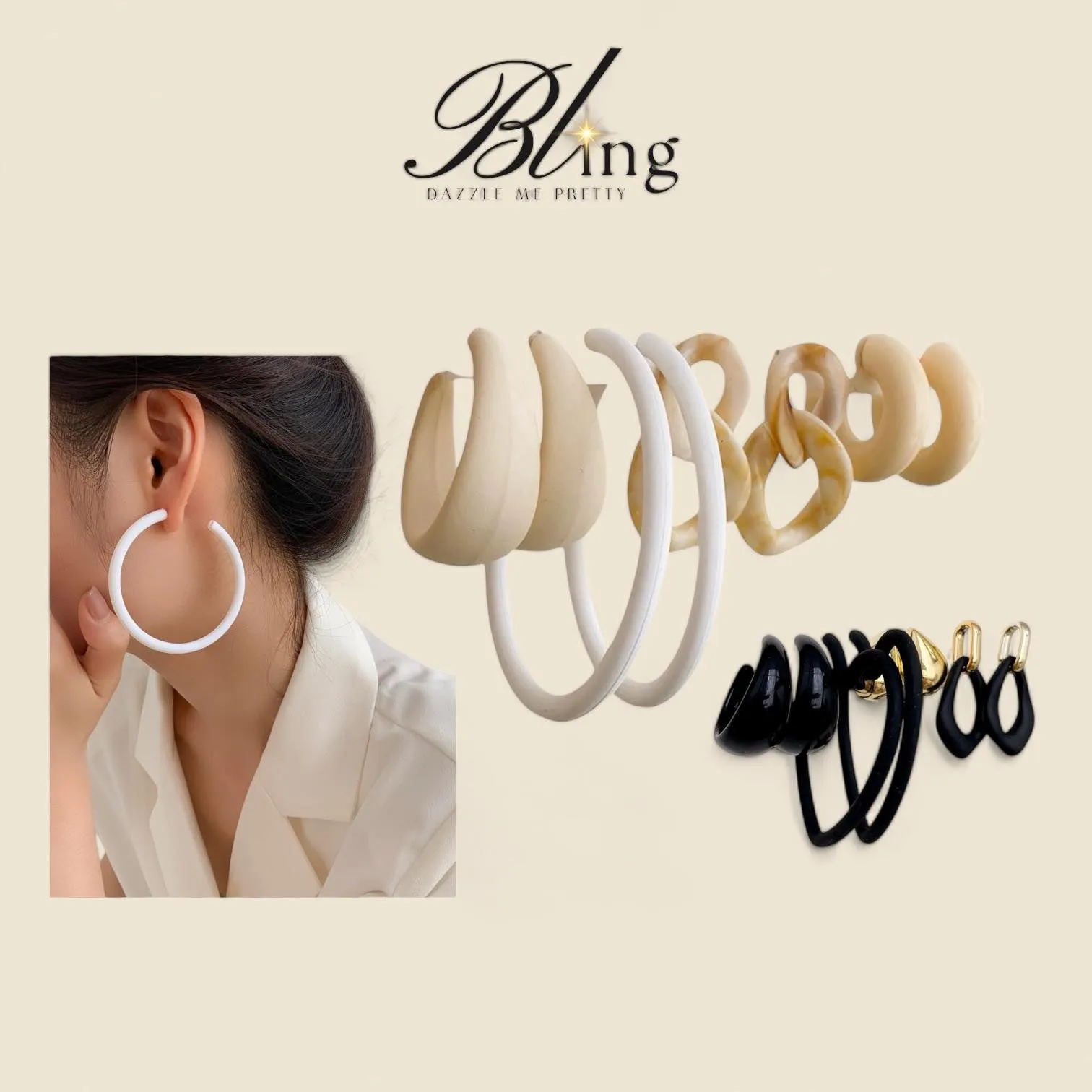BLING 4pairs Match Colored Classic Mixed Earrings Set