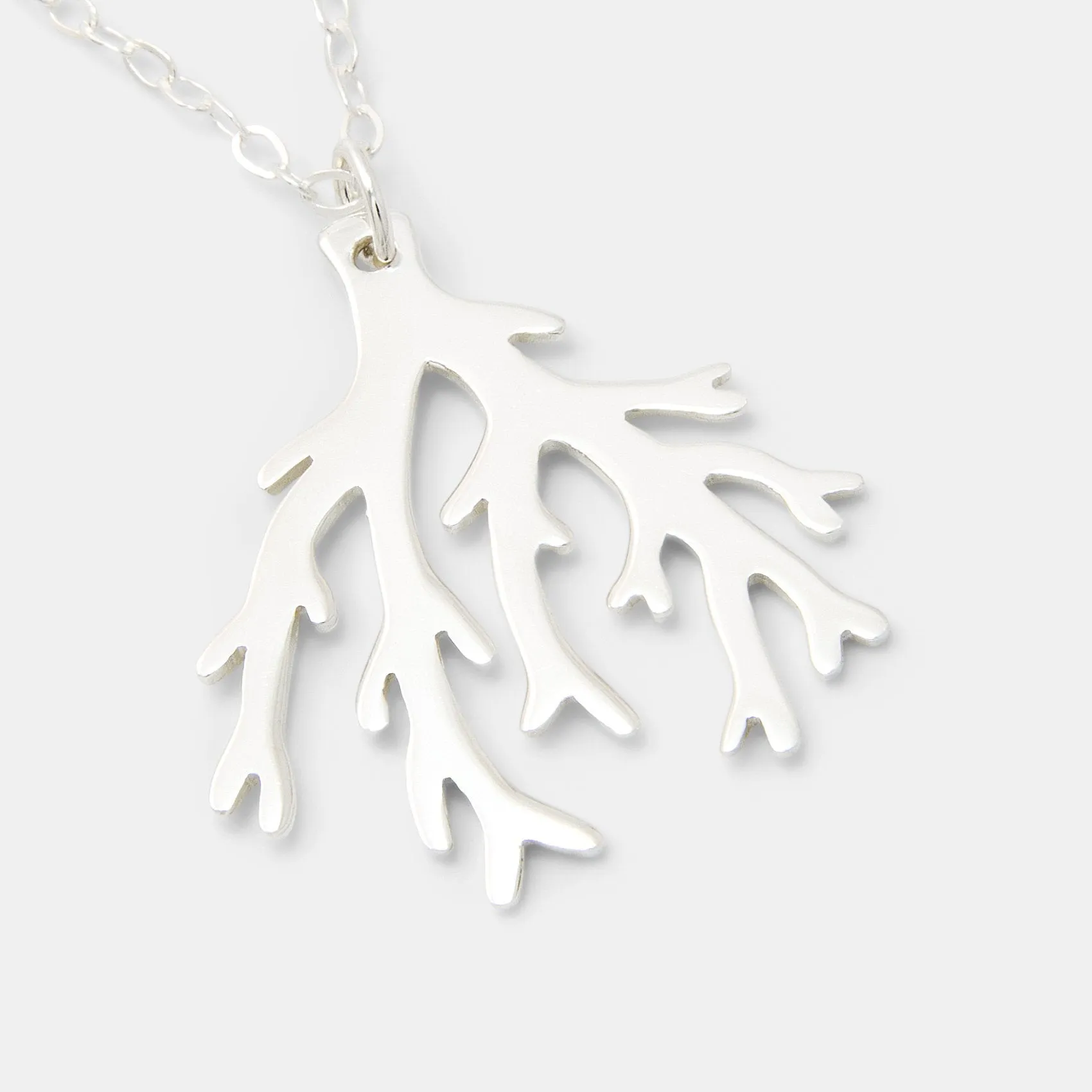 Branch Coral Silver Pendant Necklace