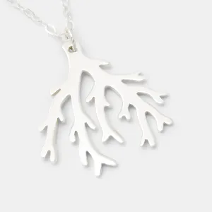Branch Coral Silver Pendant Necklace