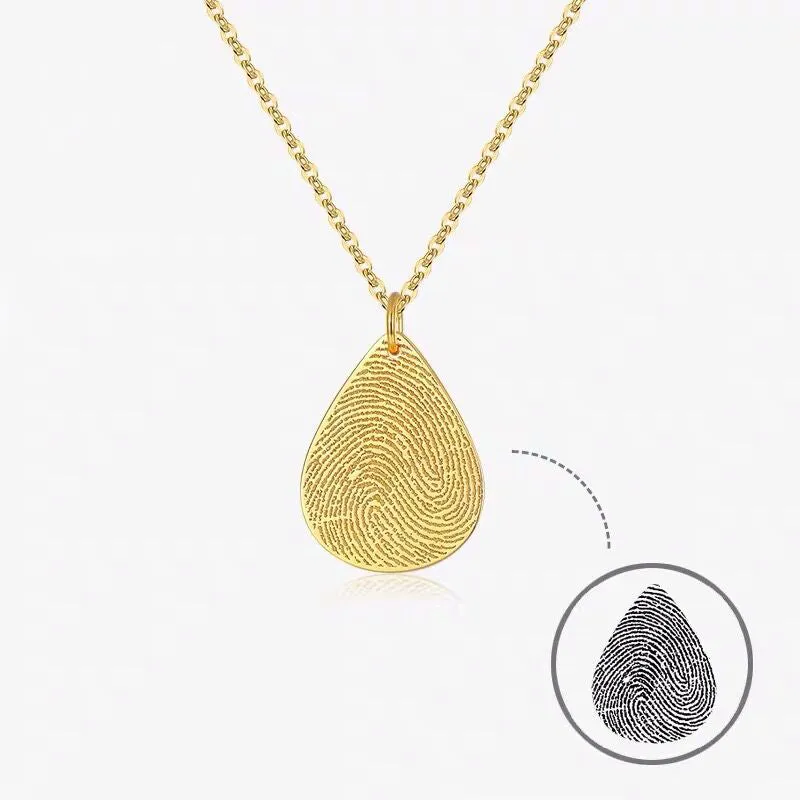 Bridesmaid Gifts Fingerprint Necklace Tiny Teardrop Fingerprint Pendant Fingerprints Jewelry