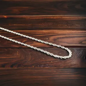 Bright Silver 1 mm Reverse Rope Chain - 18 inch