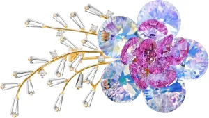 Brooches For Women,14k Gold Plated Copper,Crystal Roselle Cubic Zirconia Brooch Pins For Women Crystal Broach,Flower Broach