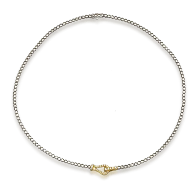 Buckle Necklace in 18k Gold with Diamonds LP4559 WHITE 18K X