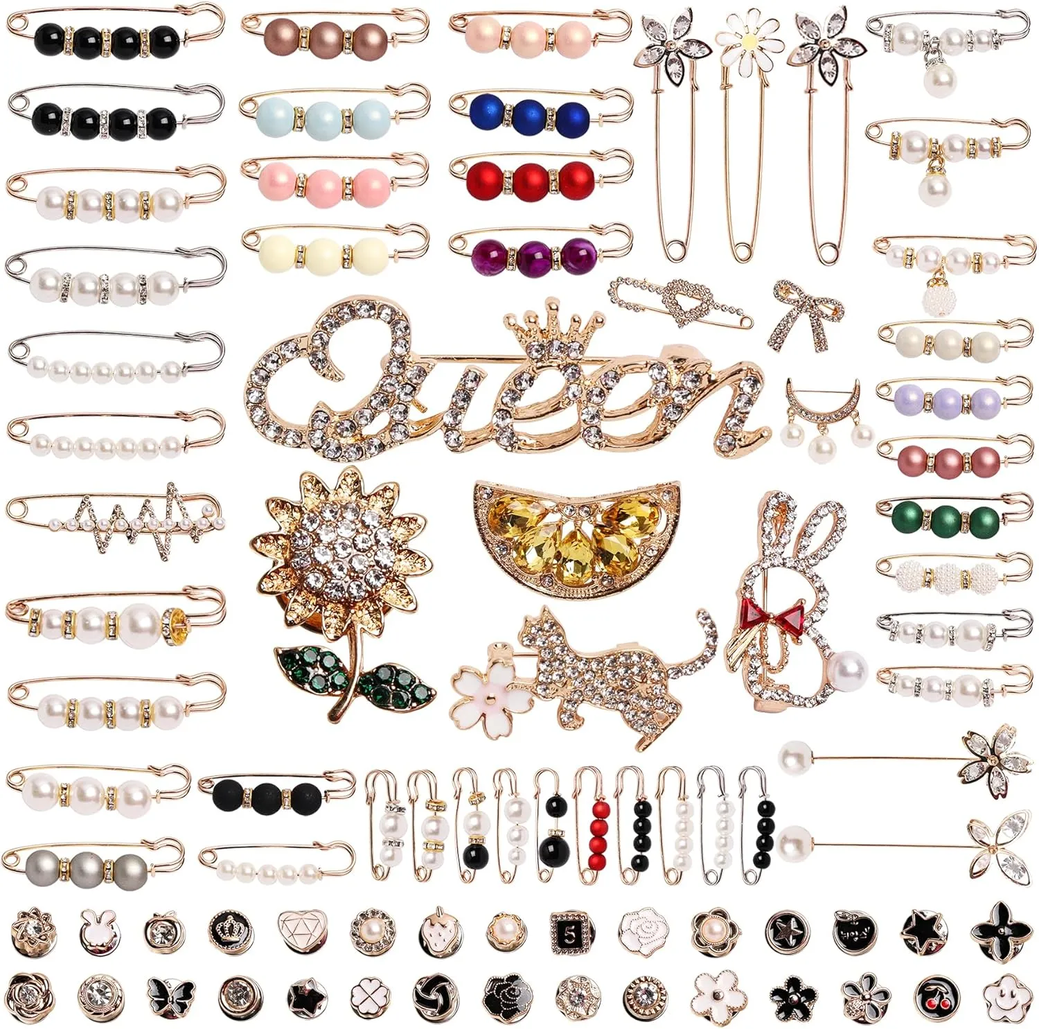 CallKroon 90PCS Trash Sock Jewelry Brooches and Pins, Hat Pins Suitable for Christmas Hats, Christmas Stockings Decoration, Daily Clothing Embellishment