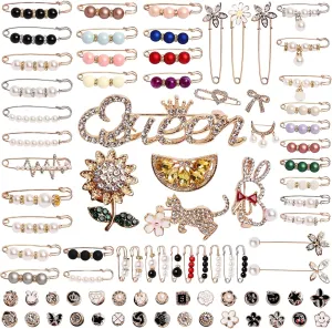 CallKroon 90PCS Trash Sock Jewelry Brooches and Pins, Hat Pins Suitable for Christmas Hats, Christmas Stockings Decoration, Daily Clothing Embellishment