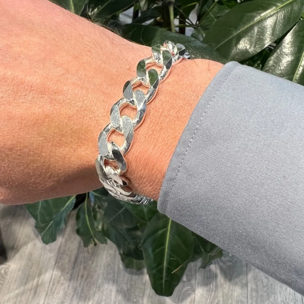 Cathal | 8" Silver Curb Bracelet
