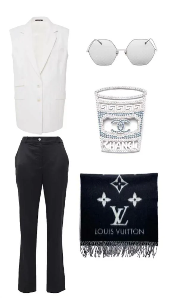 Chanel Silver Crystal Greek Cup Brooch
