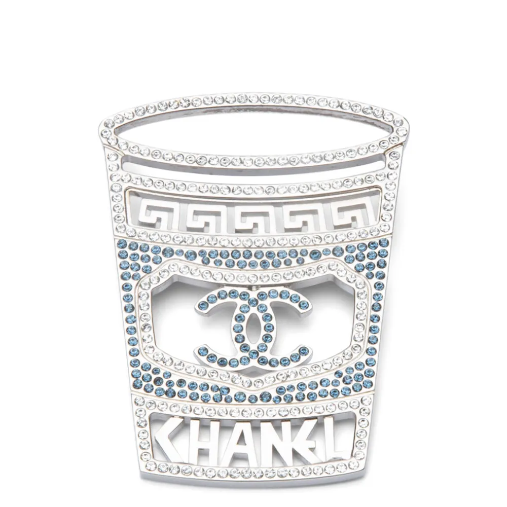 Chanel Silver Crystal Greek Cup Brooch