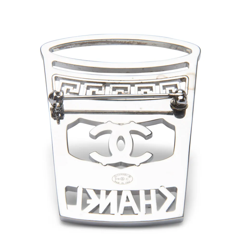 Chanel Silver Crystal Greek Cup Brooch
