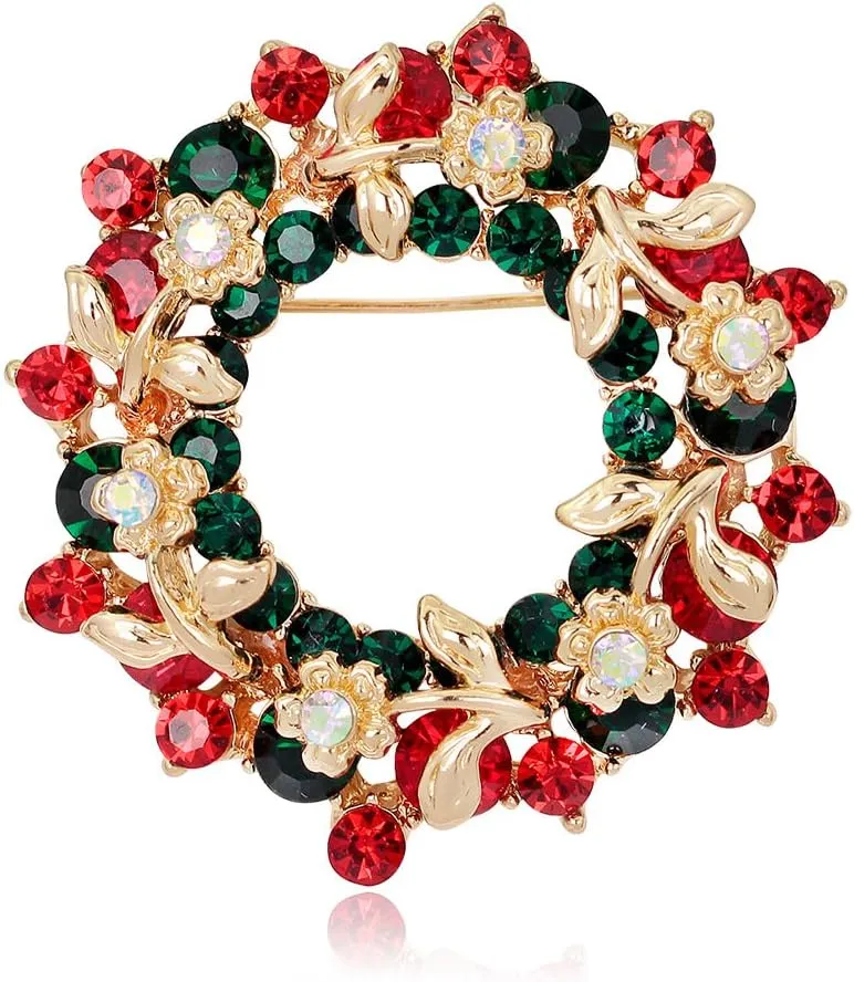Christmas Brooches for Women Rhinestone Christmas Brooch Pin for Costume Accessories Christmas Gifts for Wife Mom Sister