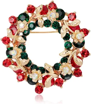 Christmas Brooches for Women Rhinestone Christmas Brooch Pin for Costume Accessories Christmas Gifts for Wife Mom Sister