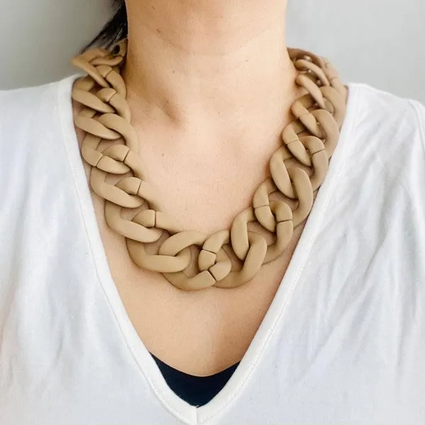 Chunky Chain Flat Link Necklace - Boho Jewelry