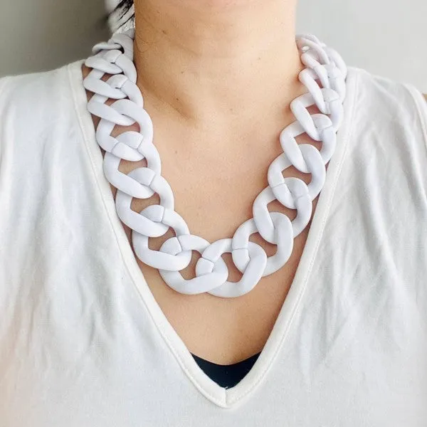 Chunky Chain Flat Link Necklace - Boho Jewelry