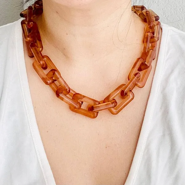 Chunky Chain Square Link Necklace