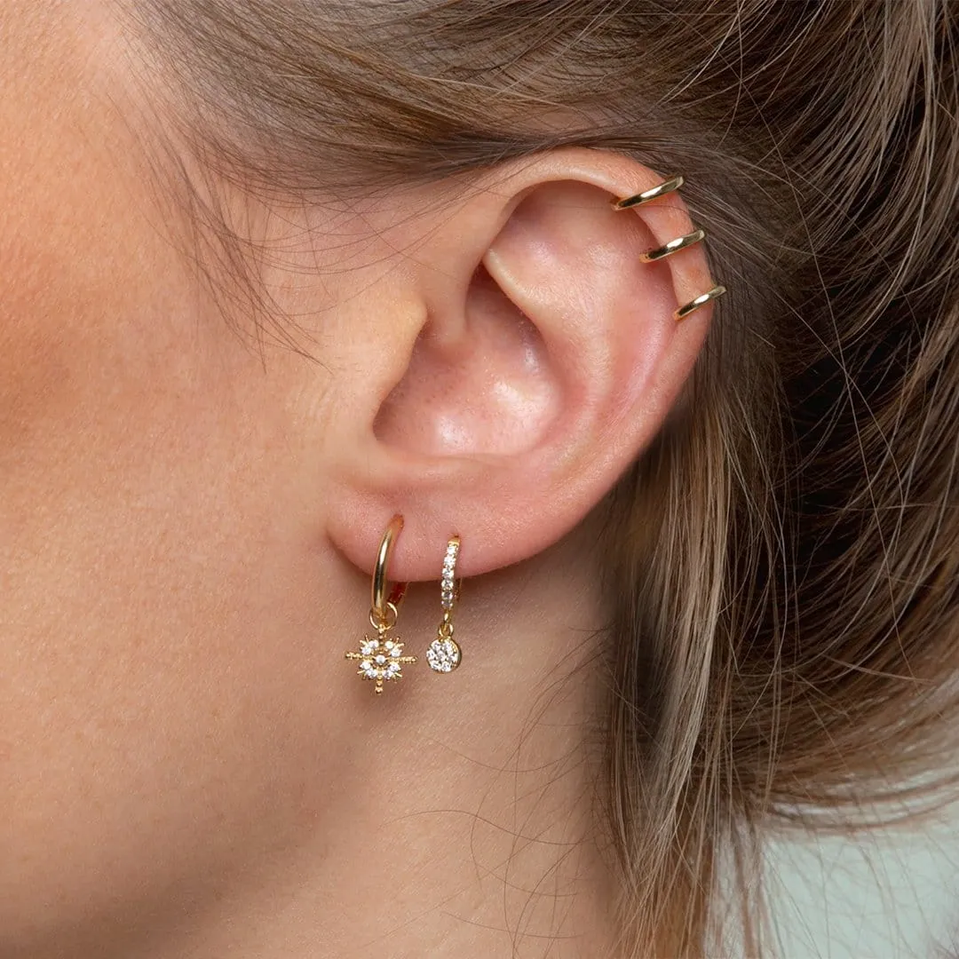 Circle Zirconia Gold Ring Piercing