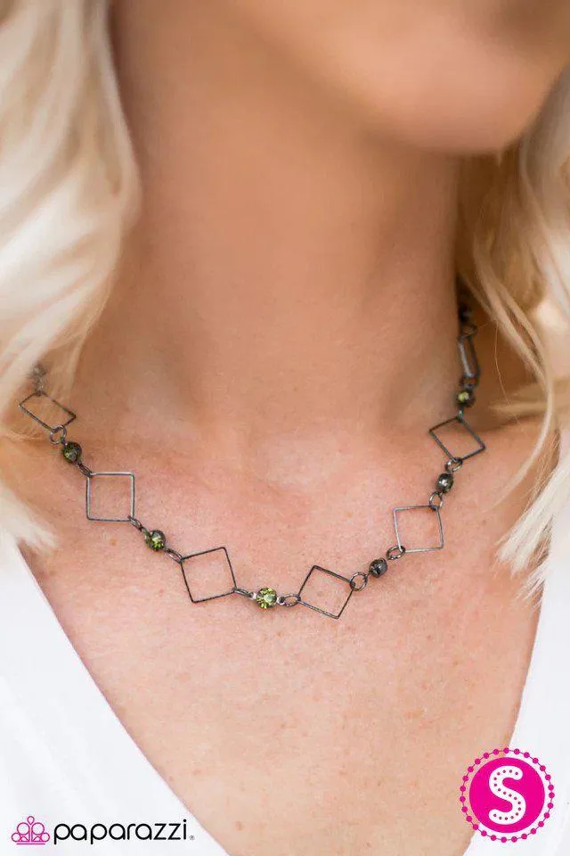 City Block Green & Gunmetal Necklace - Paparazzi Accessories