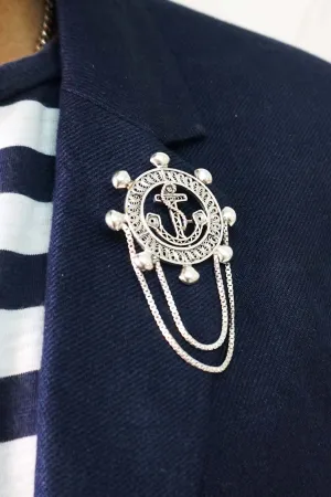 Classic Silver Anchor Brooch