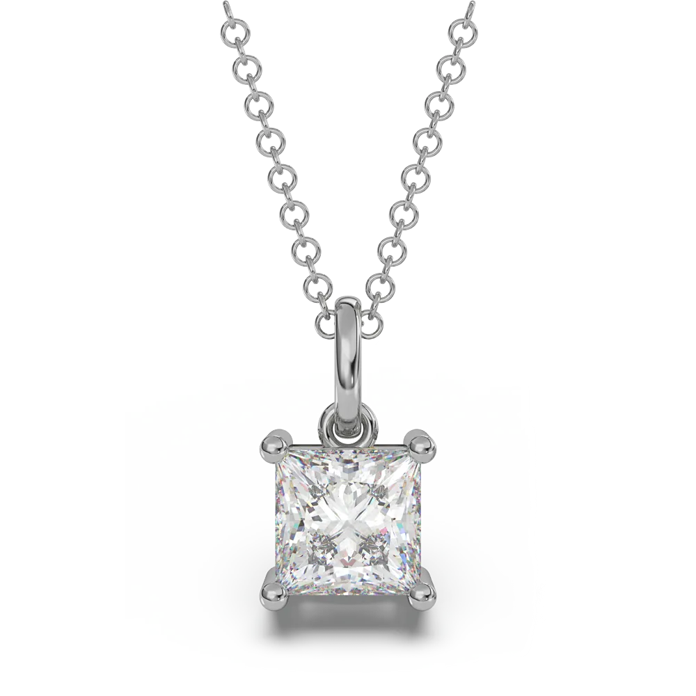 Classica VVS1 Princess Cut Moissanite Solitaire Necklace