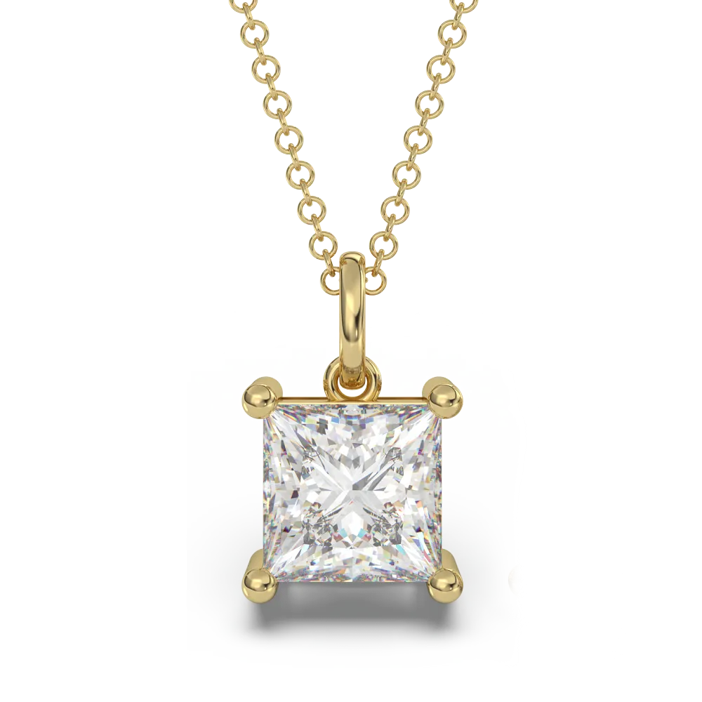 Classica VVS1 Princess Cut Moissanite Solitaire Necklace