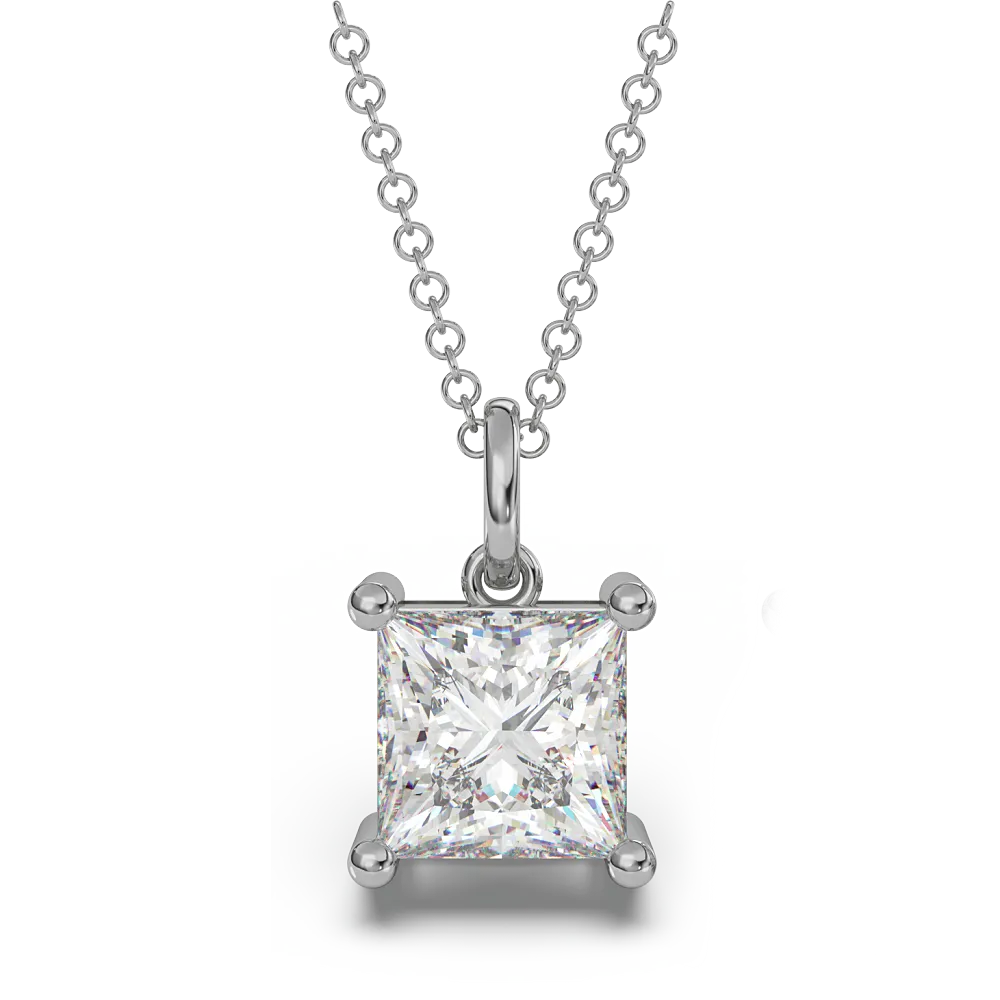 Classica VVS1 Princess Cut Moissanite Solitaire Necklace
