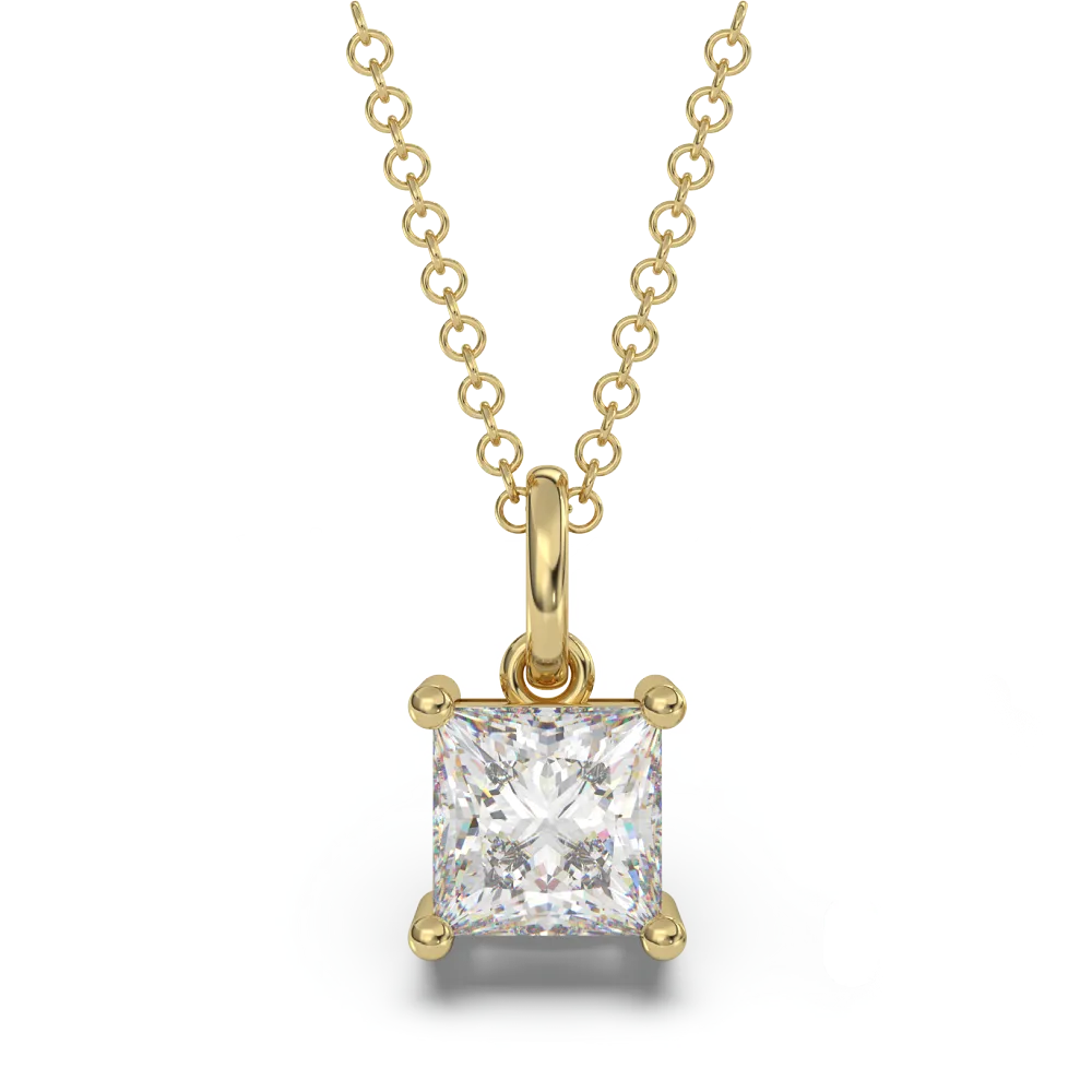 Classica VVS1 Princess Cut Moissanite Solitaire Necklace