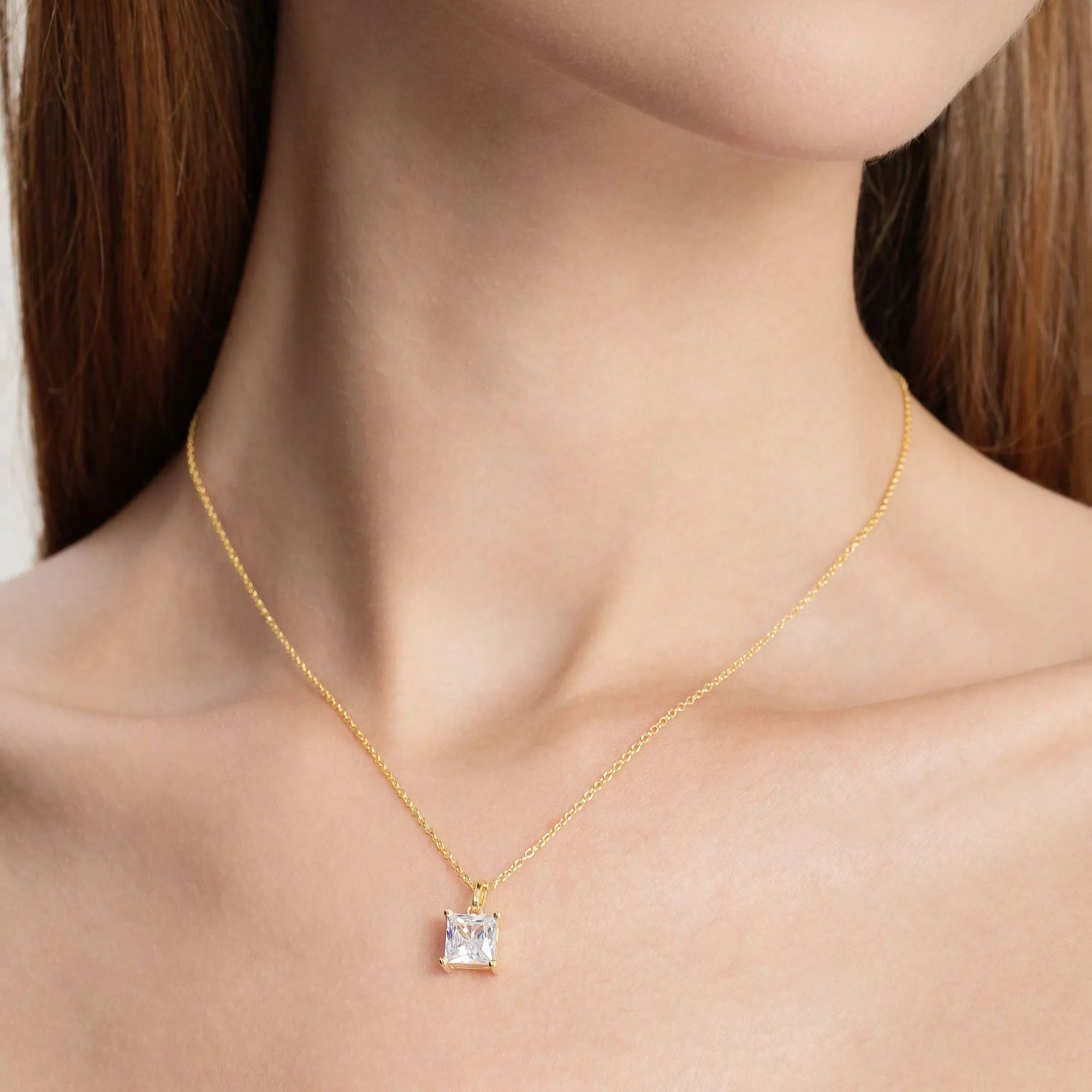 Classica VVS1 Princess Cut Moissanite Solitaire Necklace