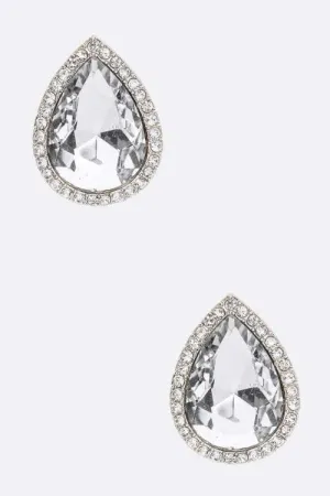 Clip On Crystal Teardrop Earrings