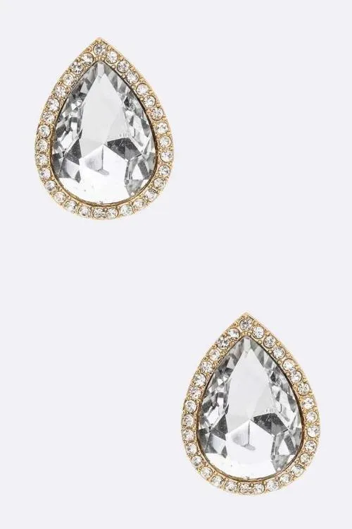 Clip On Crystal Teardrop Earrings