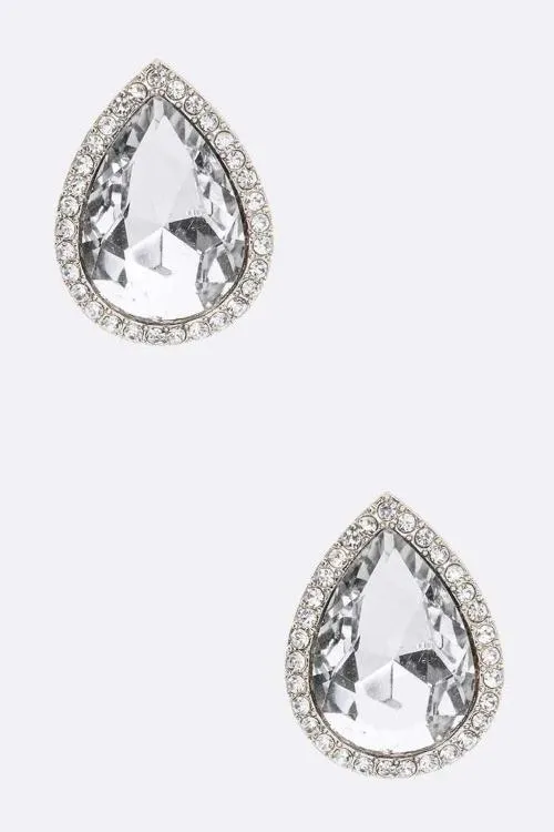 Clip On Crystal Teardrop Earrings