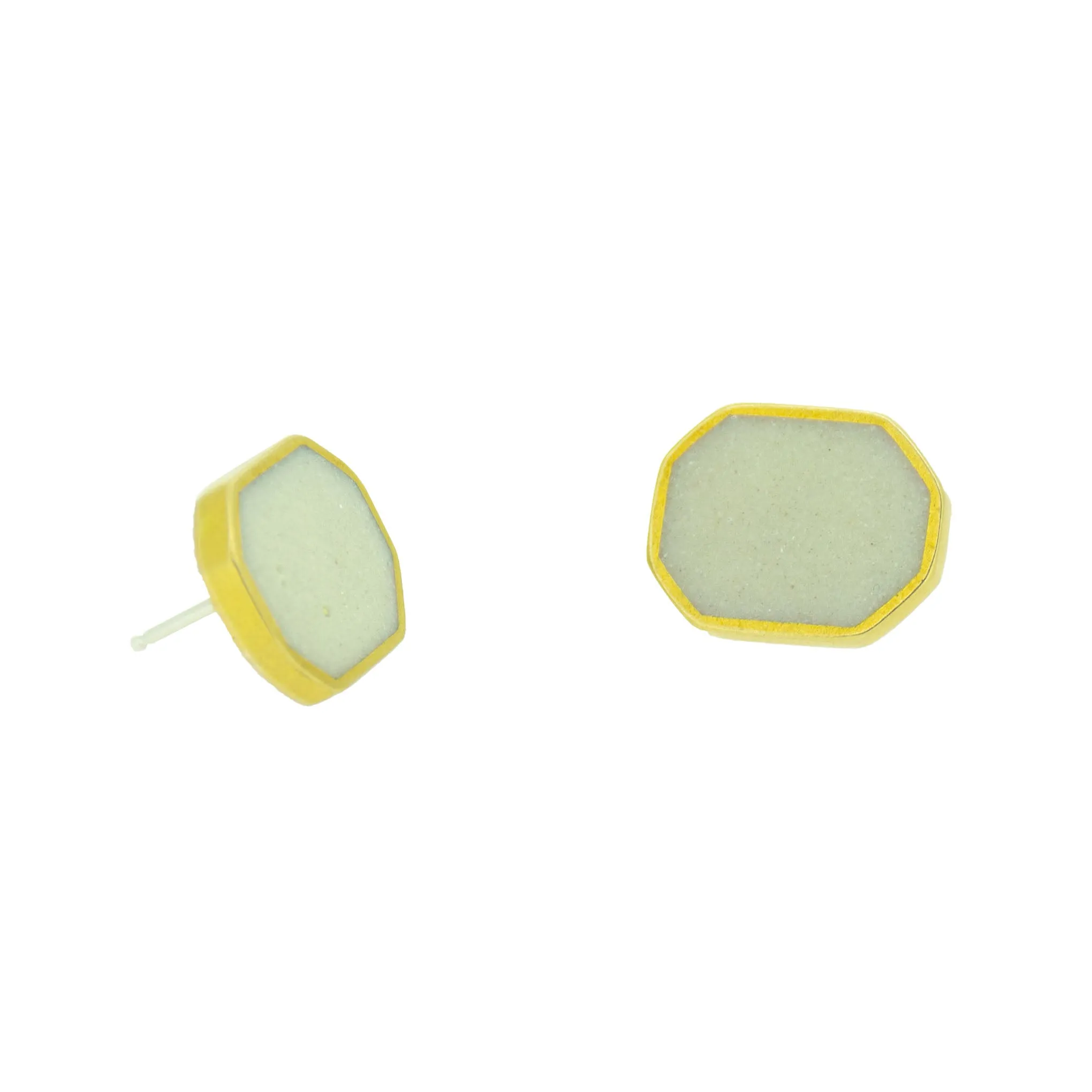 CLUSTER STUD EARRINGS BRASS   CONCRETE White