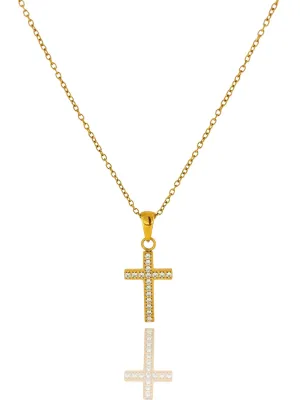 Cross Zircon Necklace | 18k Gold Plated