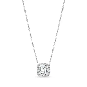 Cushion Cut Diamond with Halo Pendant, 3.5 CT