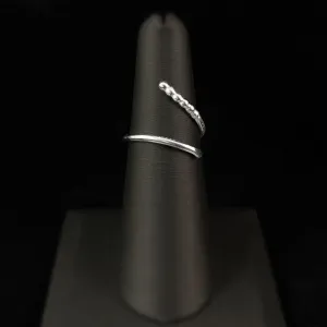 Dainty Silver Twist Ring with Silver Bead Accents - Rattlesnake