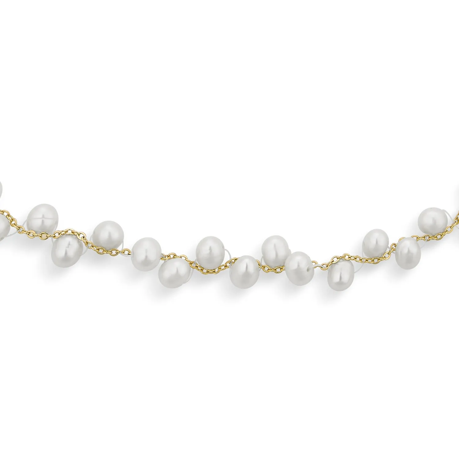 Delicate Bridal Necklace with Cultured White Baroque Pearls 18K Gold Plated Choker