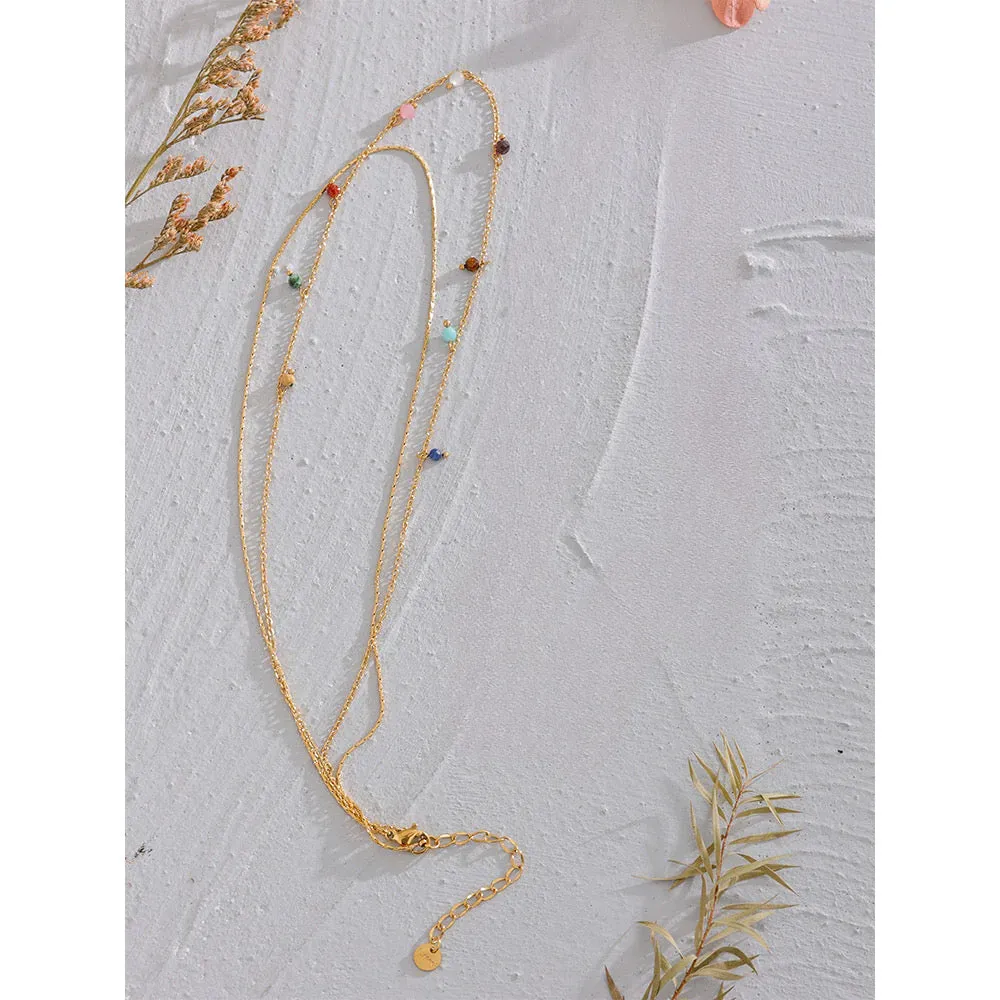 Delicate Dangle Layer Necklace - 18K Gold Coated