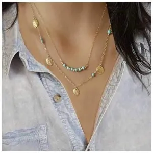 Delicate Delights The Turquoise Necklace With Golden Charms
