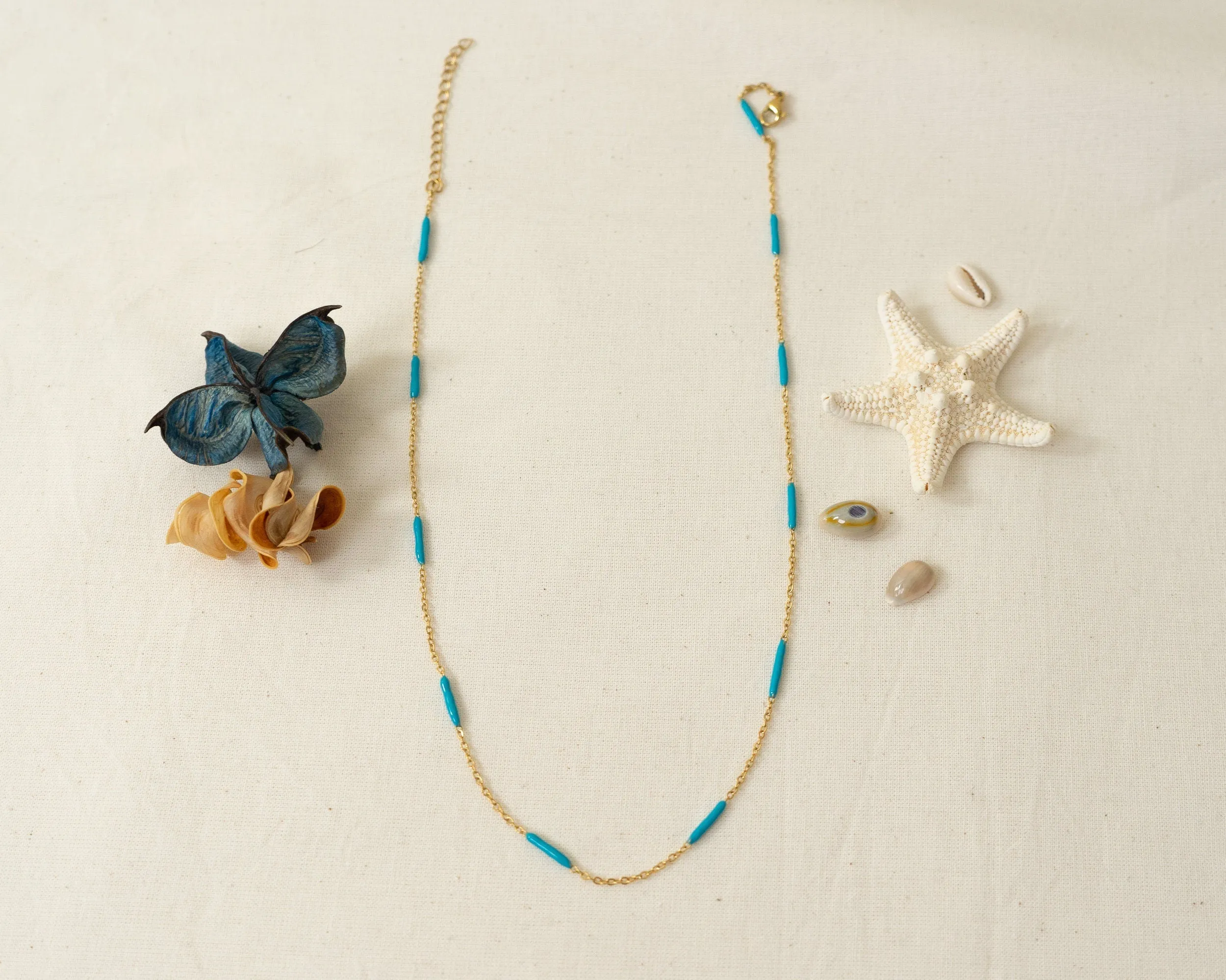 Delicate Gold Colourful Chain Necklace