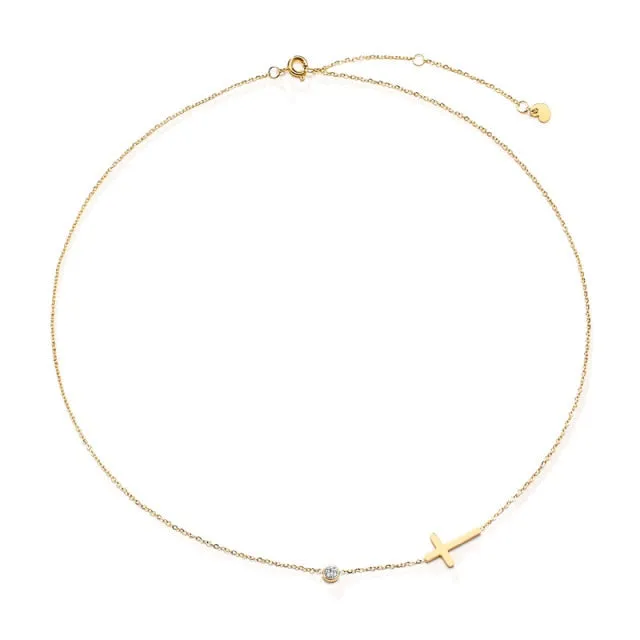 Delicate Petite Sideway Cross Necklaces Pendant