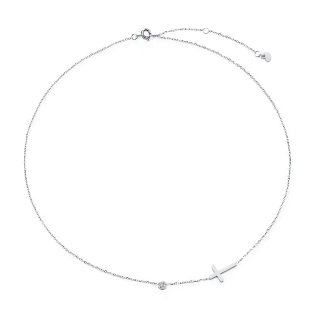 Delicate Petite Sideway Cross Necklaces Pendant