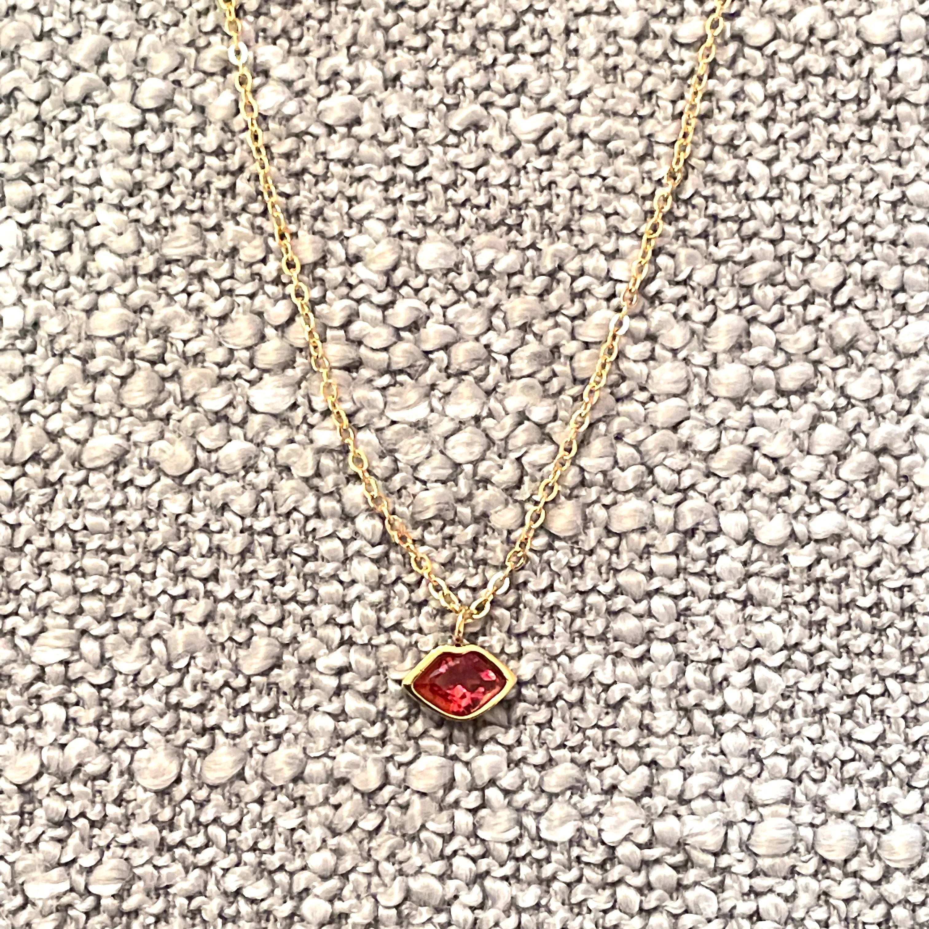 Delicate Tiny Crystal Lips Necklace
