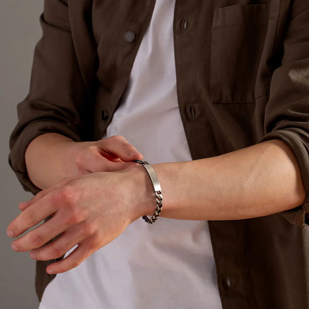 Dempsey |  Oxidised Silver ID Bracelet