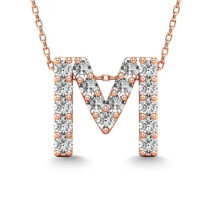 Diamond 1/6 Ct.Tw. Letter M Pendant in 14K Rose Gold"