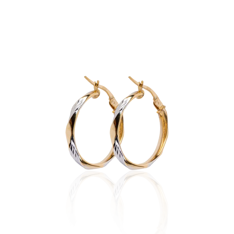 Elegant  2-Tone Gold Earrings 18mm