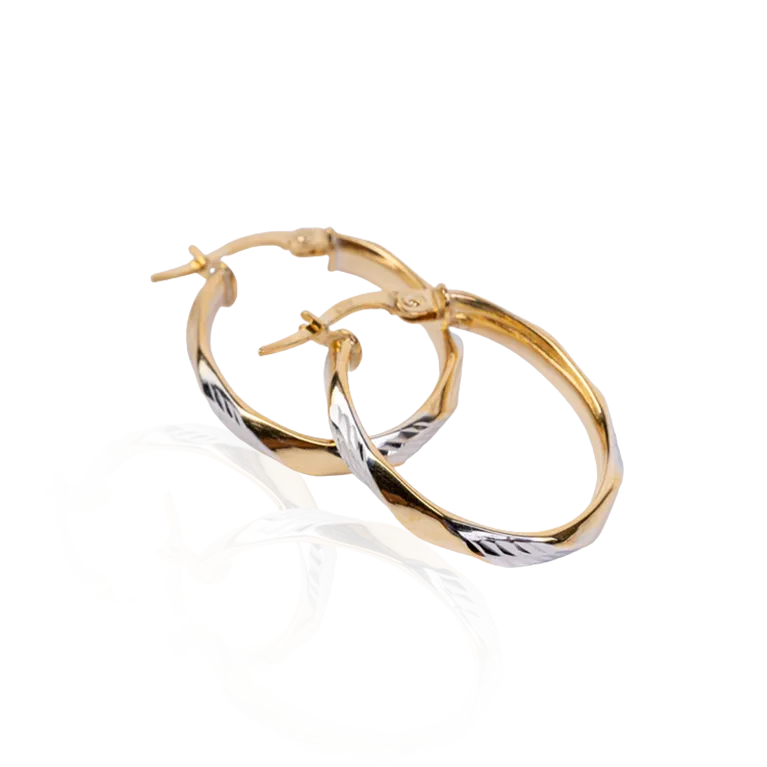 Elegant  2-Tone Gold Earrings 18mm