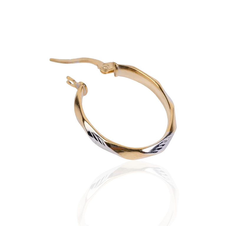 Elegant  2-Tone Gold Earrings 18mm