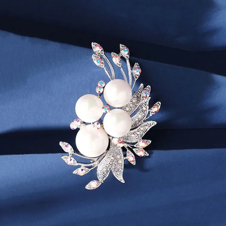 Elegant Art Simulated Pearl Flower Brooch Pin Accessories